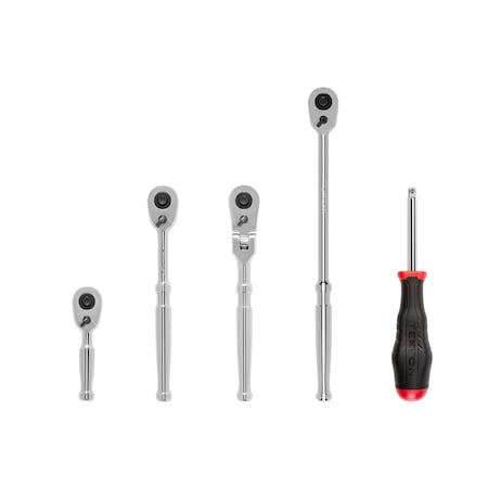 Tekton 1/4 Inch Drive Quick-Release Ratchet and Spinner Handle Set (5-Piece) SDR99007